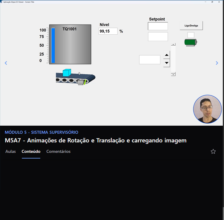 Print da Tela de criação do Supervisório Elipse E3 animação