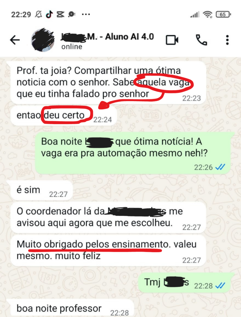 print aluno que conseguiu a vaga de automacao